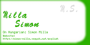 milla simon business card
